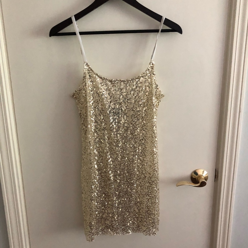 Free People Gold sequin Slip Dress - Picture 3 of 7